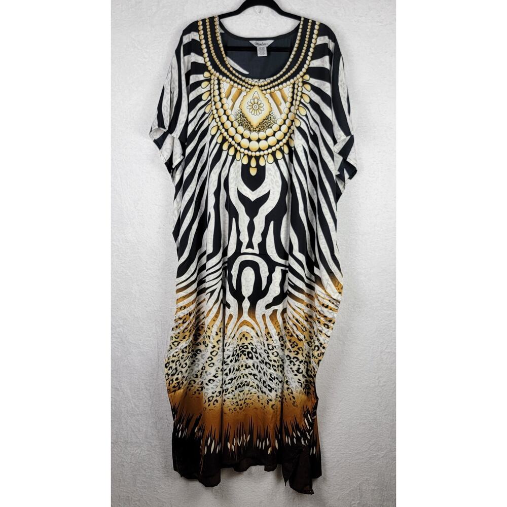 Bohemian Long Mumu Kimono OS Lounge House Dress Colorful Animal Print Fairy